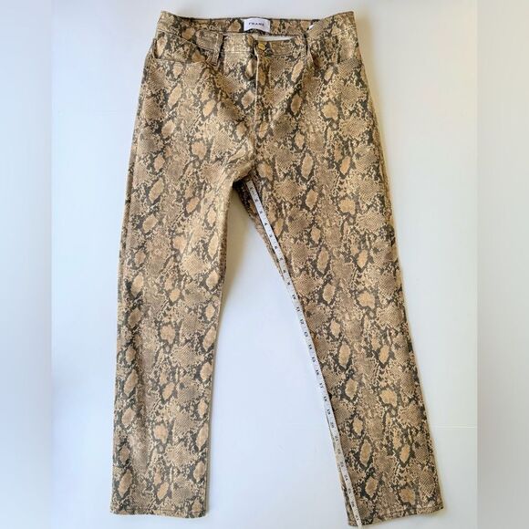 NWOT Frame Le High Straight Leg Python Snakeskin Print Denim Ankle Jeans Size 32 - Picture 11 of 13